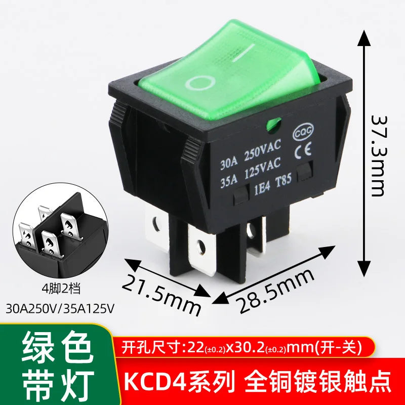 5PCS 16A 20A 30A Rocker Switch 220V 120V KCD7 KCD4 4 6 Pin Rocker Toggle Switch SPDT ON OFF Red Lighted Heavy Duty T125 T85