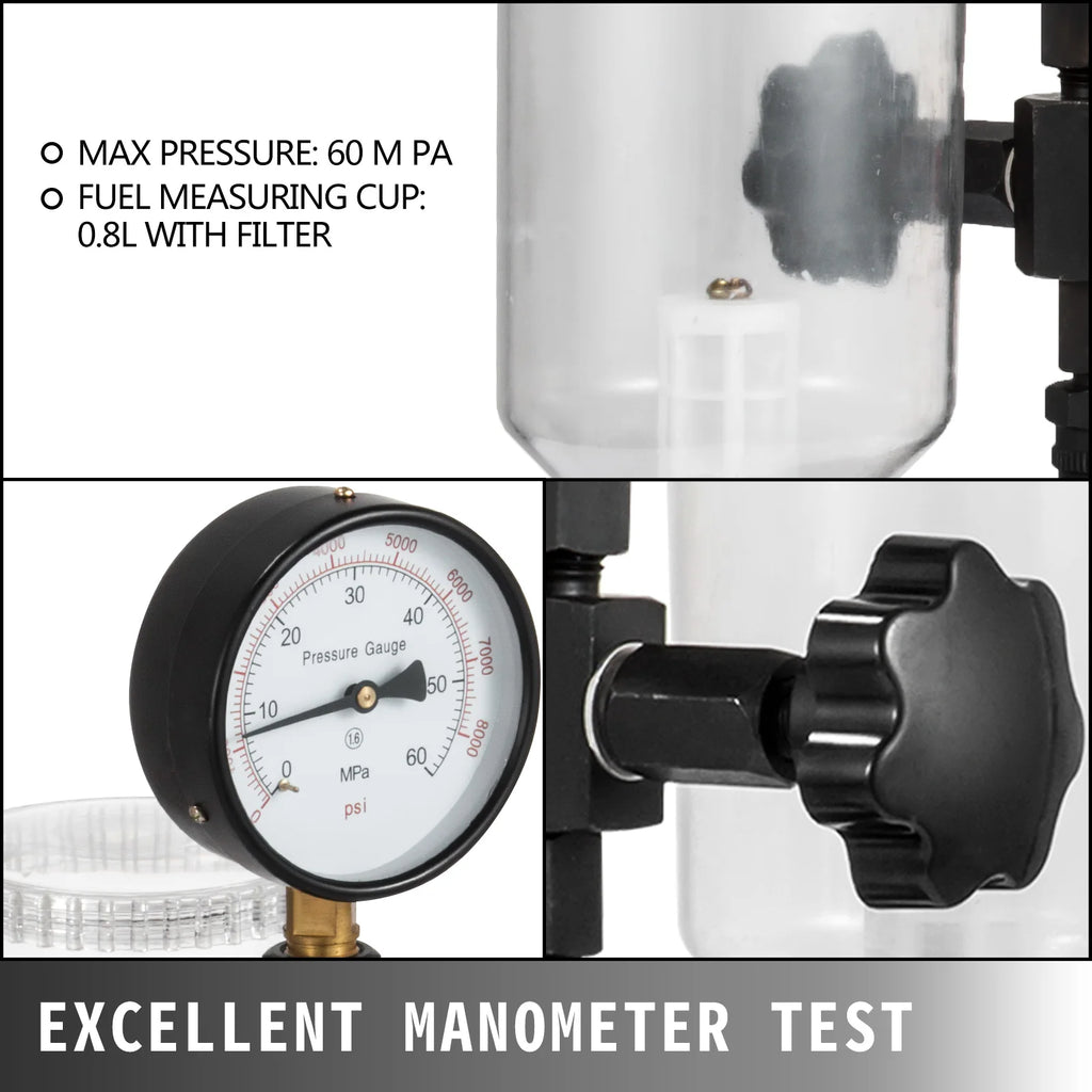 SucceBuy DieselFuel Injector Tester 6000PSI With DualScale Gauge Engine FuelTest Tool Diesel Injector Nozzle Pop Pressure Tester