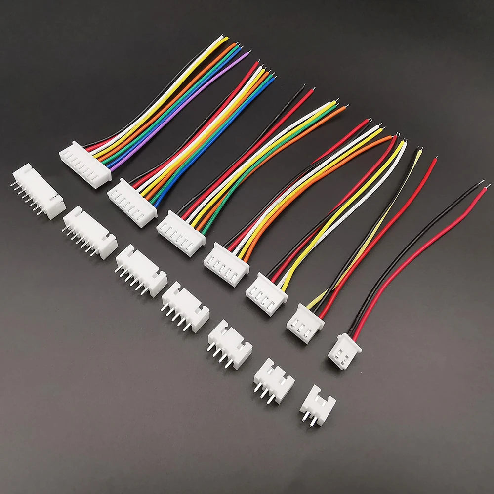 5Sets JST XH 2.54mm 2P 3P 4P 5P 6P 7P 8Pin Male Female Plug Socket Wire Cable Connector xh2.54 26AWG 10CM 20CM