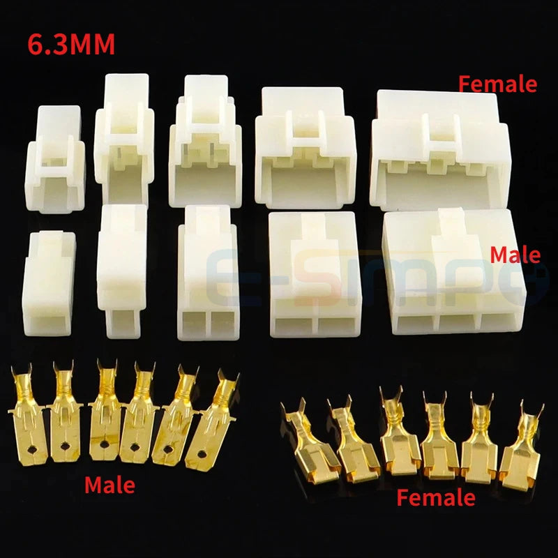 6.3MM 1/2/3/4/6/8/9/12/14/21 PIN Automotive Electrical Connector Cable Terminal Plug Kits Motorcycle For Ebike Car Terminal