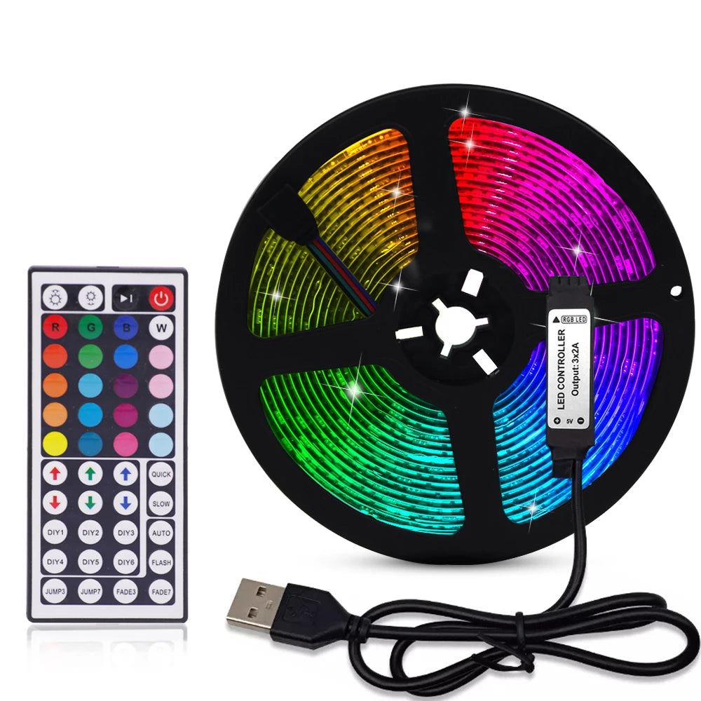 5V USB RGB LED Strip Light Remote Control 5050 30LED/m 5m 10m Lights Tape TV Backlights Home Decoration 0.5/1/2/3m Black PCB