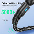 USLION 540 Rotate 5A Magnetic Cable Fast Charging Type C Cable Micro USB Magnet Charge Phone Data Line Wire For iphone 15 Xiaomi