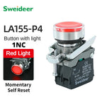 XB4 Button Switch Momentary Self Reset Flat High Head 22mm Power Push Button Switch with Light XB4-BA42 BA31 BA51 10A NC/NO Red