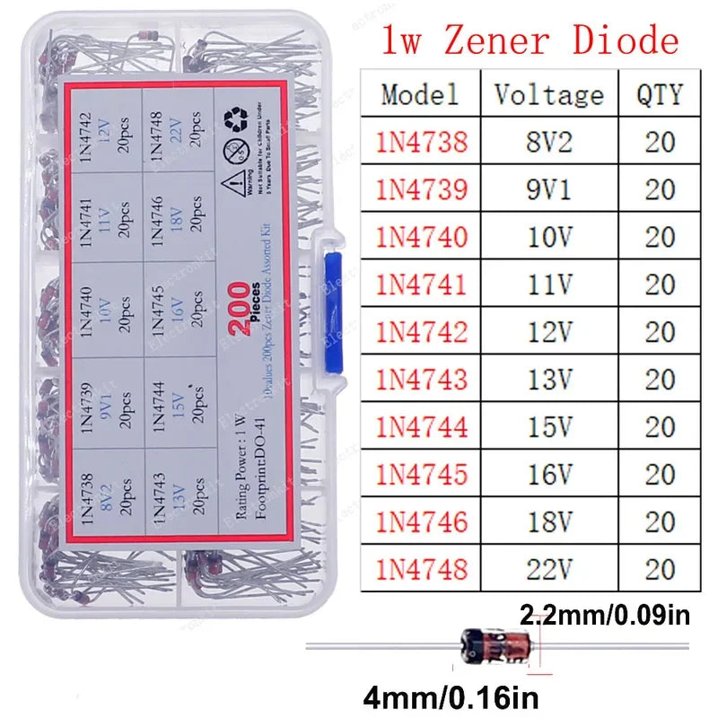 DIP SMD Zener Diode TVS Diodes Fast Switching Schottky Diode Assorted Kit DIY Mix Electronic set