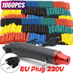 2:1 Shrinkable Wire Shrinking Wrap Tubing Wire Connect Cover Protection with 300W Hot Air Gun 127-10600pcs Heat Shrink Tube