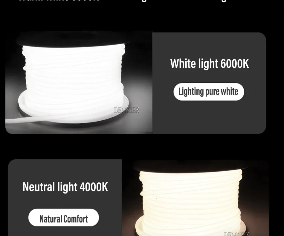 1M-50M 220V COB LED Strip Dimmable 360LEDs/m EU Plug Kitchen Home Room Decoration Flexible Ribbon for Outdoor Garden Lighting