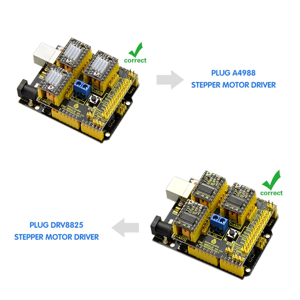 Keyestudio CNC Shield V2/V3/V4 Engraving Machine Kit For Arduino With UNO R3 Or Nano Board A4988/DRV8825 Driver Compatible GRBL
