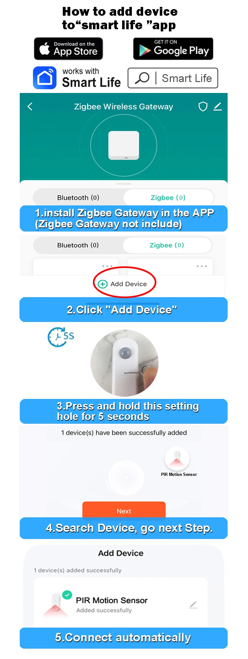 Zigbee Motion Sensor PIR Infrared Human Motion Detector Smart Life Home Security Anti-Theft Alarm Work With Tuya Zigbee Gateway