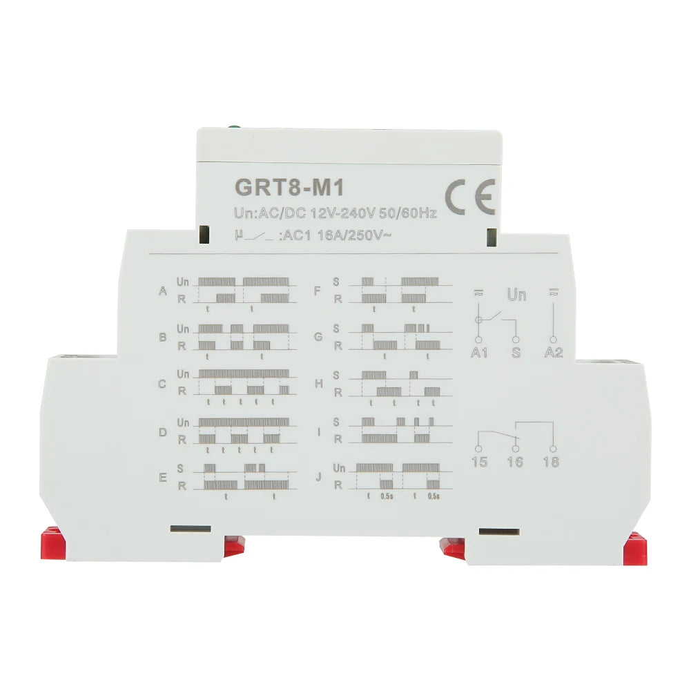 2Pcs GRT8-M1 Multifunctional Delay Time Relay with 10 Functions DIN Rail Mount AC/ 12V~240V Multifunctional Delay Time Relay