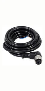 M12 5-Pin Male A-Code Straight Connector Cable, 5M Length, 22 AWG, Molded Ethernet Extension Cord