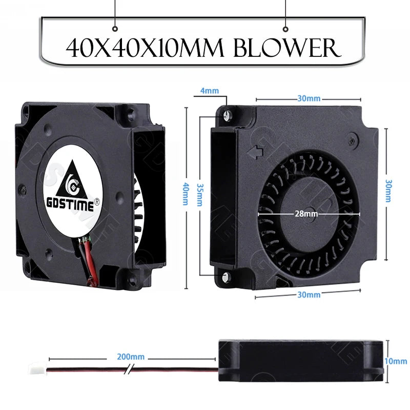 Gdstime 4010 24V Blower 12V 5V Cooler Fan 5015 Radial Fan 50x15MM Turbine Cooling Fan 30MM Micro Fan for 3D Printer Part Cooling