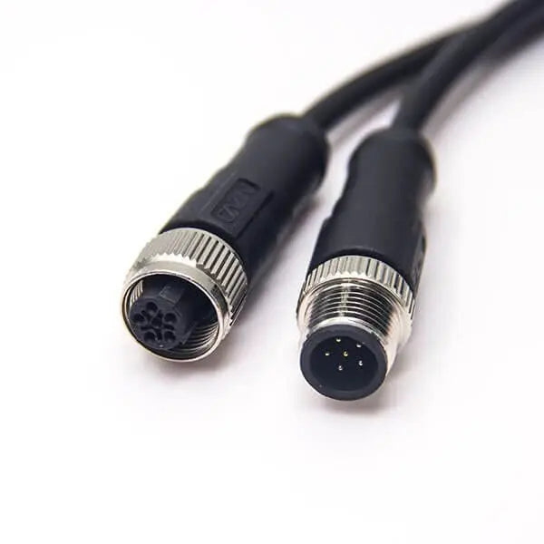 M12 Female 6Pin Connector C Code To Male Cable Crodset 0.5M AWG24