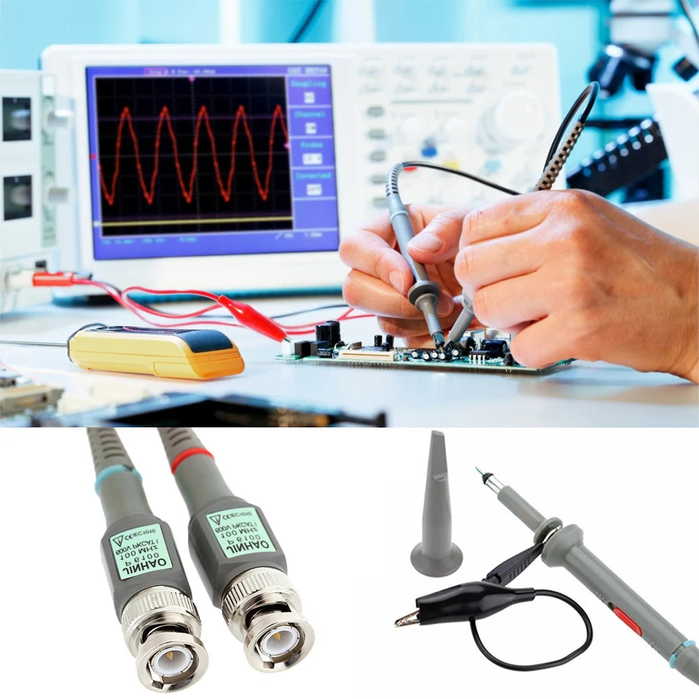 2-10PCS P6100 BNC Oscilloscope Probe Kit High Precision Scope Analyzer Alligator Clip Probes Test Leads 100MHz Oscilloscope Part