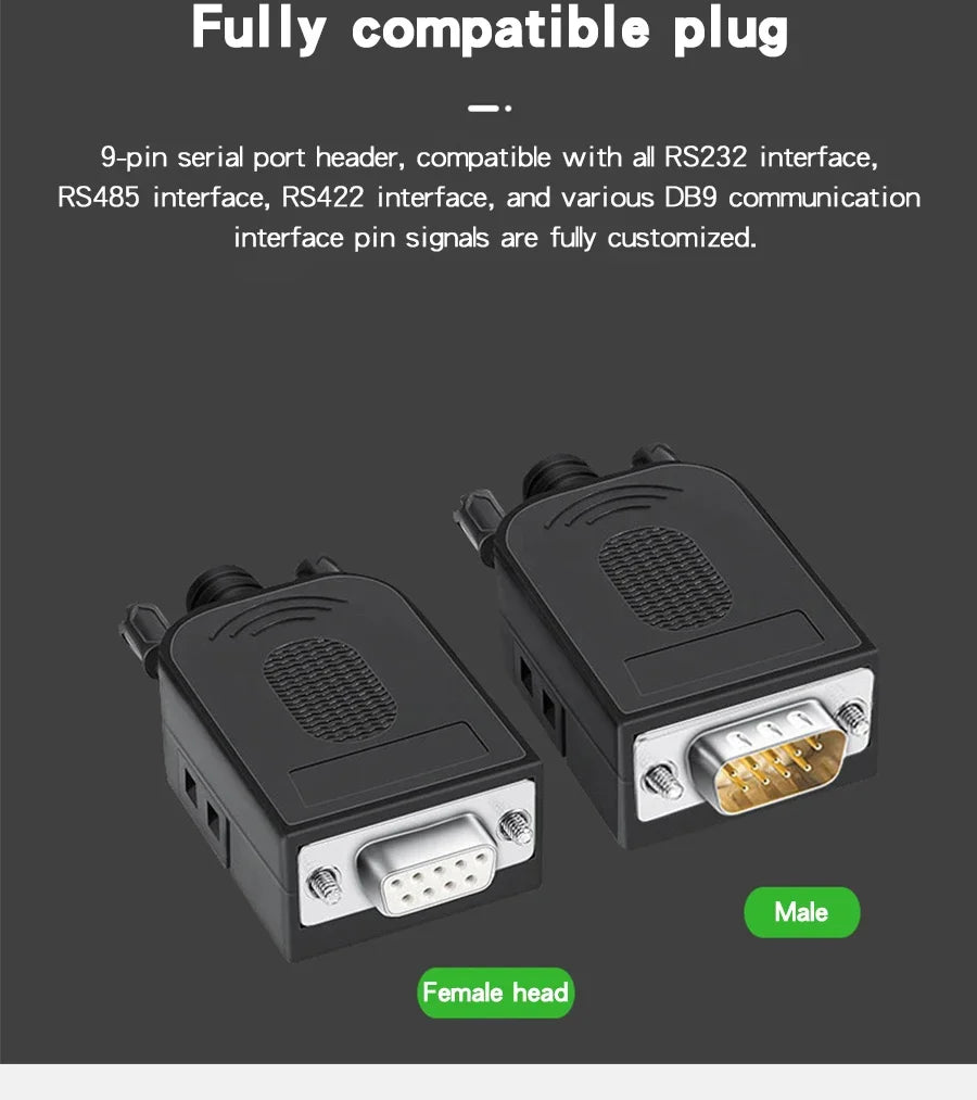 DB9 DB15 DB25 Connector D-SUB 9 15 25 Pin Male Female Plug RS232 RS485 Breakout Terminals 21-24 AWG Wire Solderless Connectors