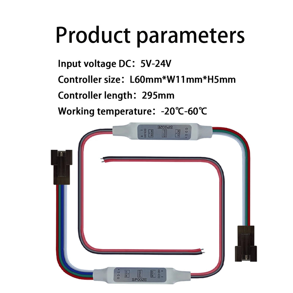 DC5-24V SP002E Mini LED Controller 3Pin/4Pin Addressable for WS2813 WS2815 RGBIC LED Strip Light 2048 Pixels