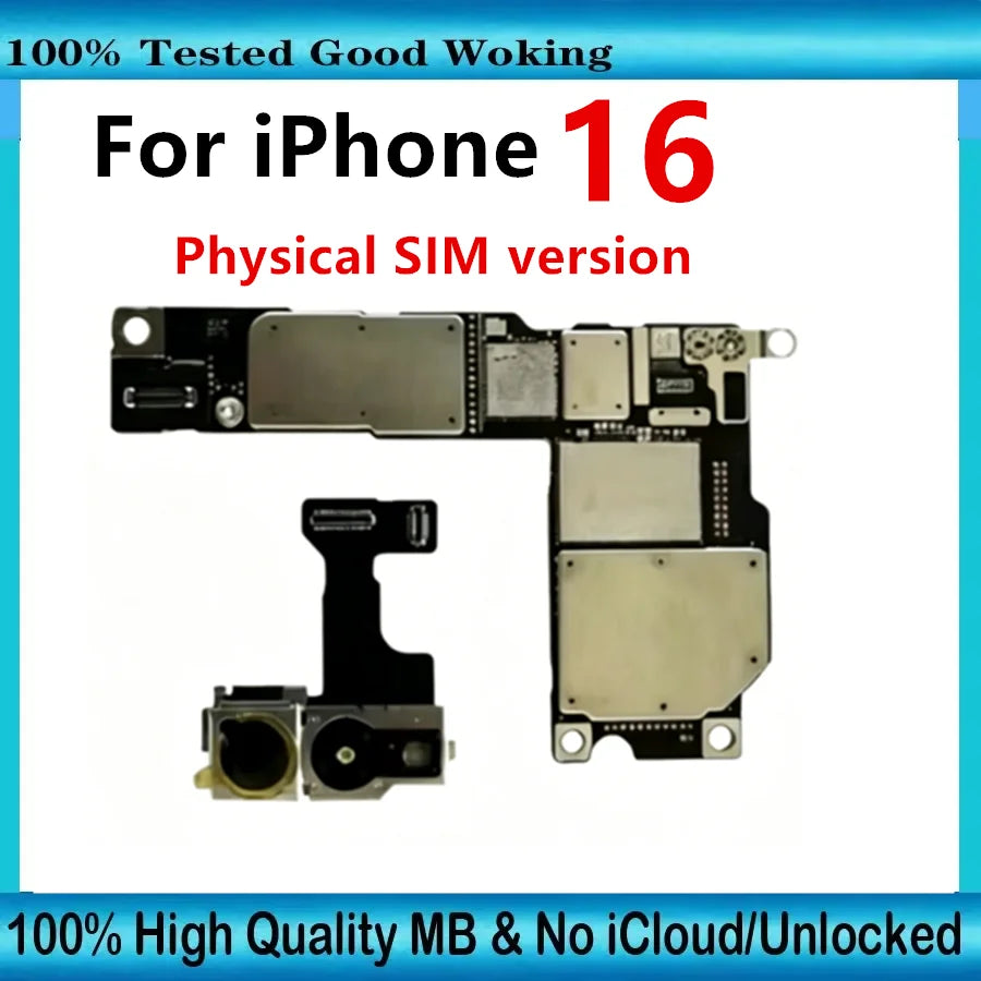 512GB Mainboard Clean ICloud With System For iPhone 16 256GB Logic Board 128GB Full Function Support Update Face ID Motherboard