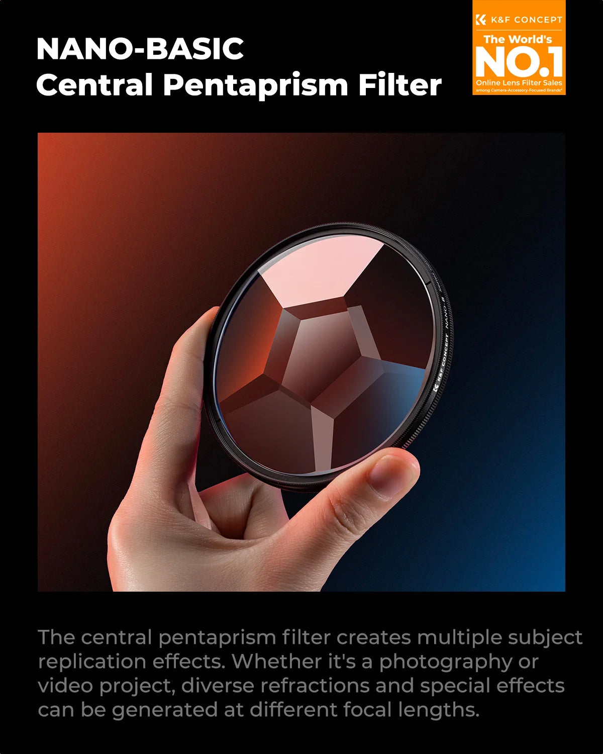 K&F CONCEPT Effects Filters Kaleidoscope Prism/Spiral Halo/Split Diopter/Motion Blur/4 6 8 Points Camera Lens Filter Photography