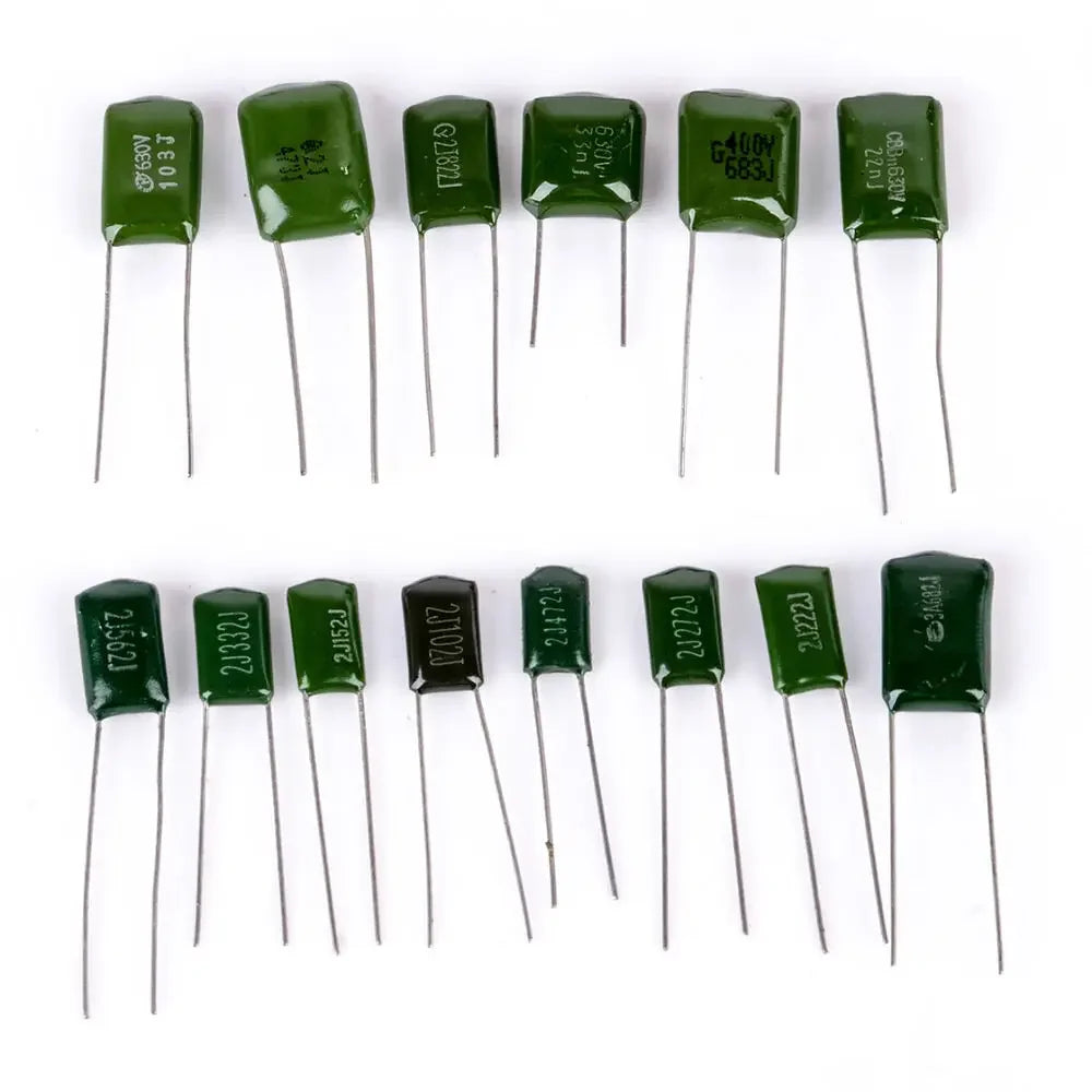 180/620PCS 100V Polyester capacitor combination kit 2A102J~2A822J Set of capacitors set 31/10values Polyester Film Capacitor