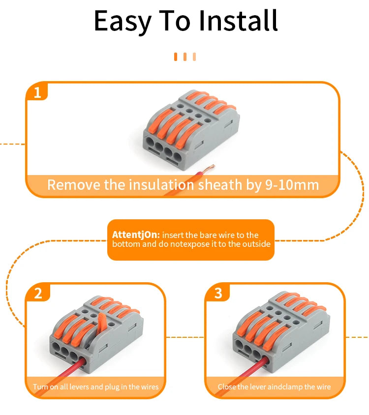 Quick Press Type Electrical Wire Connector Push-in Lever 2-12 Pin Compact Wiring Terminal Universal Splitter Cable Connectors