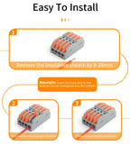 Quick Press Type Electrical Wire Connector Push-in Lever 2-12 Pin Compact Wiring Terminal Universal Splitter Cable Connectors