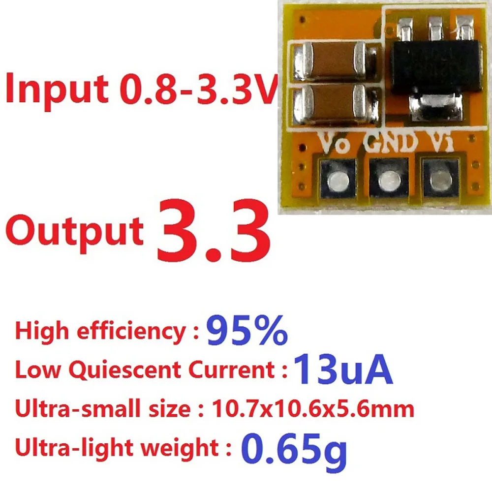 0.7-5V to 3V/3.3V/5V Boost Converter Module 95% Efficiency for AA/AAA Battery Motor Breadboard Power Supply With/Without Pin