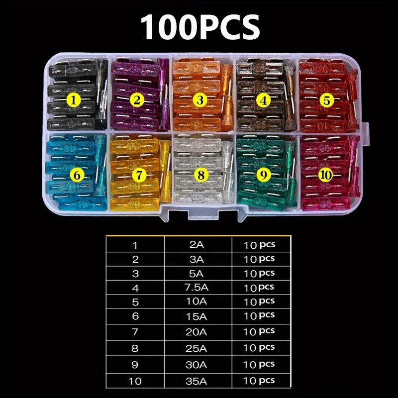 50/100/180Pcs Standard Car Fuses Assorted Kit, 60 Mini Blade Car Fuse +60 Standard Fuse Automotive +60 Micro Fuse