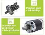 With the controller PGM42-775, this DC gear reducer motor offers adjustable forward and reverse rotation and has a high torque.