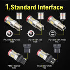 NAO P21W LED PY21W BA15S T20 W21/5W W5W T10 7443 For LADA DRL P21/5W 1300LM Car Lights Bulb 7440 BAY15D W21W 1157 Red White 1156