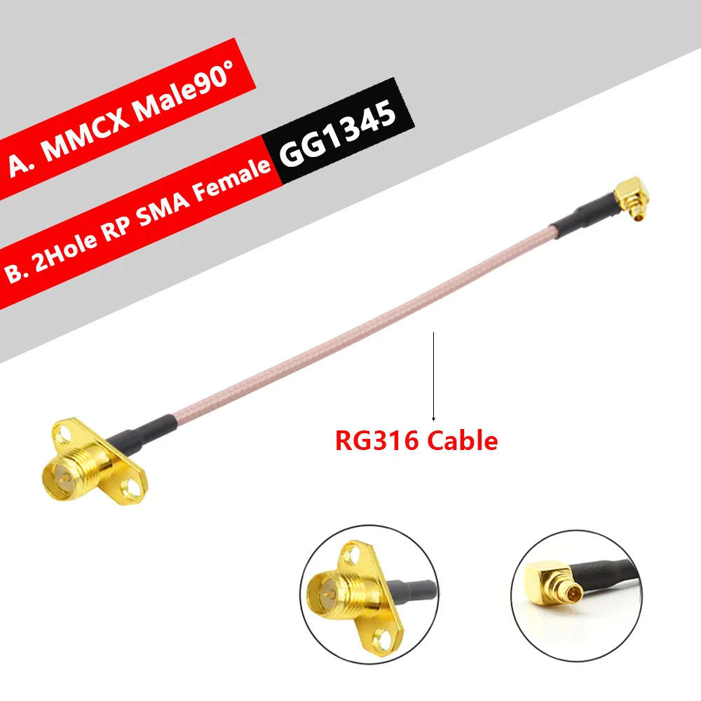 10PCS MMCX Male to SMA Female 2Hole Flange Panel Mount RG316 Cable Pigtail FPV Antenna Extension Cord for TBS Unify Panda RC VTX
