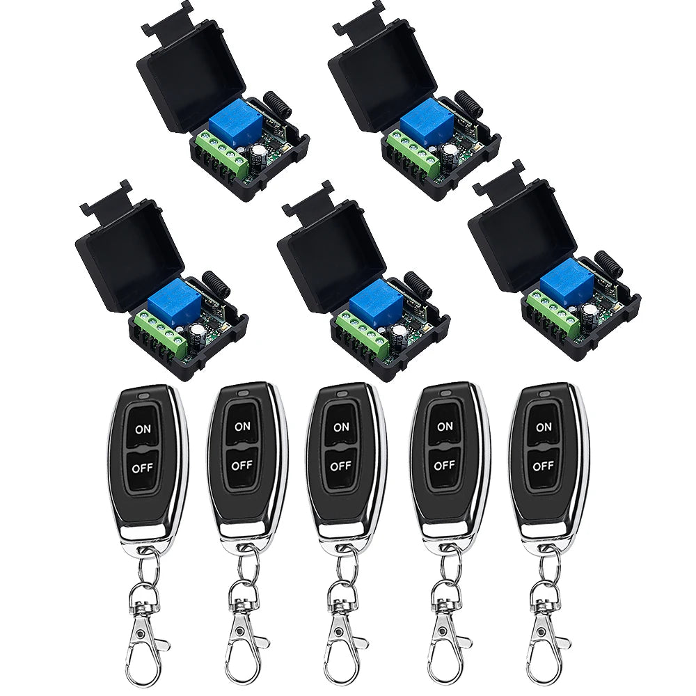 QIACHIP 433MHz Wireless Remote Control Switch Dry Contacts RF Relay Module DC 5V 12V 24V 48V 60V Remote Controls Gate Door Light