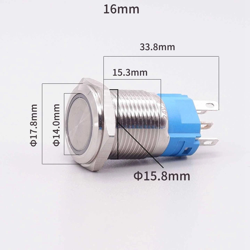 16mm 19mm 22mm Metal Power Supply Switch Push Button PC Pulsador Car Engine Backlit 3v 6v 12v 24v 220v Momentary Start Stop LED