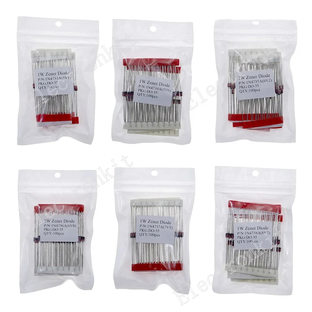 1W Zener Diode 3V 3.3V 3.6V 4.3V 4.7V 5.1V 5.6V.5V 10V 11V 12V 13V 15V 16V 18V 20V 22V 24V 27V 30V 33V 36V 39V Assortment Set