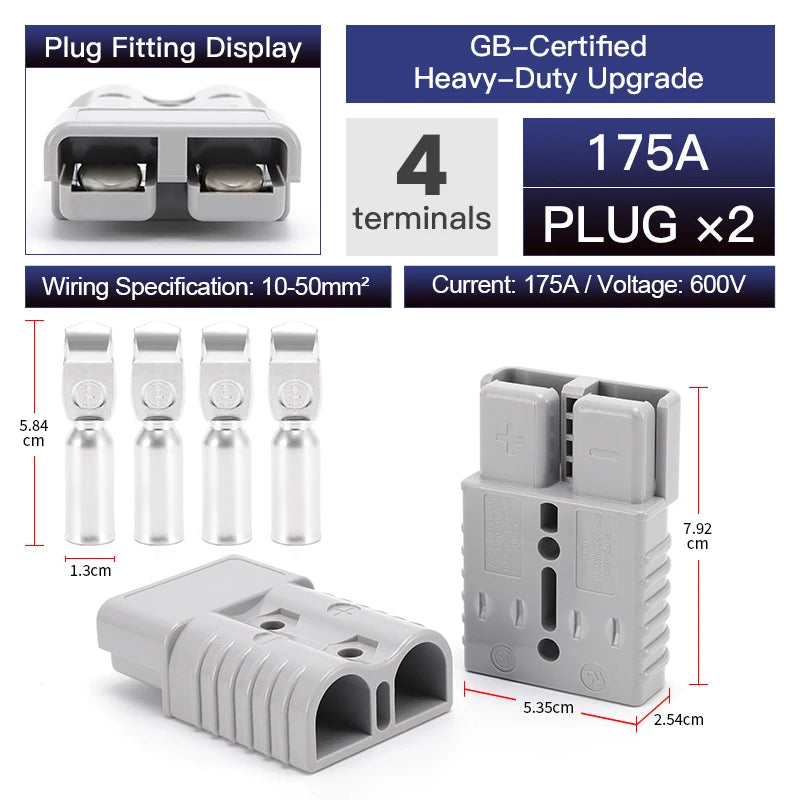 2pcs Quick Connector 40A 50A 120A 175A 350A Car Battery Power Plug 2P 600V High Current Electrical Wire Connectors