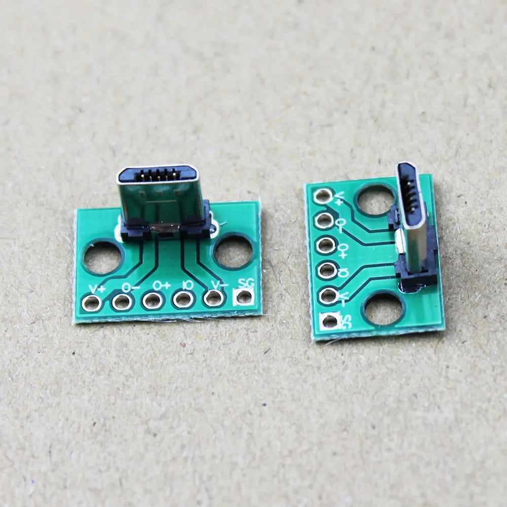 1Pce Vertical USB MiCroUSB Micro USB 2.0 Male Head Connector PCB Converter Adapter Breakout Board 180 Degree Vertical WP-109