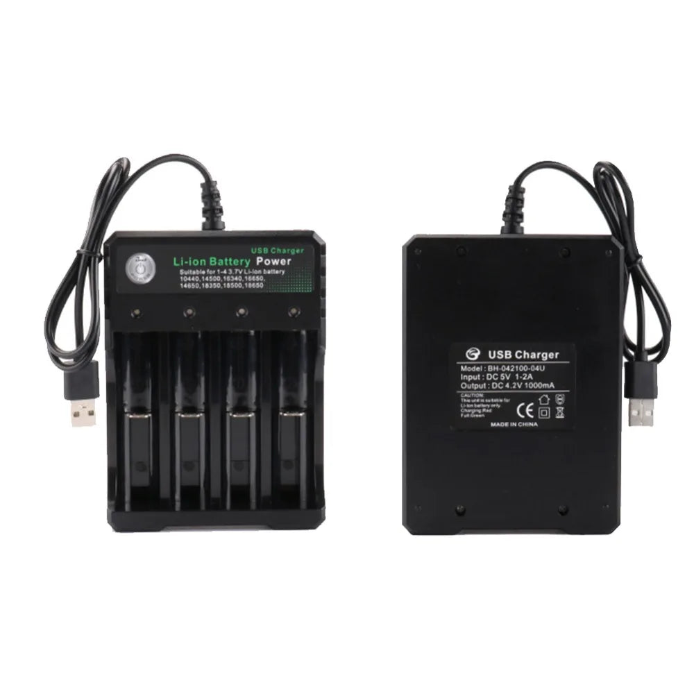 4 Slot 18650 Charger 3.7V Li-ion Battery USB Independent Charging 2X 3X 4X Portable Electronic 16340 14500 26650 Battery Charger