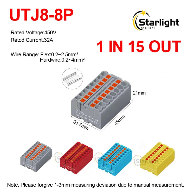 Distribution block PTFIX2.5mm² Wire Electrical Cable Connectors Plug-in Terminal Block  Splitter DIN-Rail Mounting Junction Box