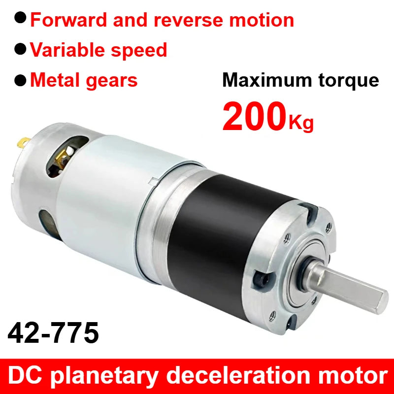 12V24VDC 775 Long life Ultra High torque forward and reverse 42mm planetary brush reduction motor Planetary gear DC low speed