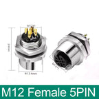 M12 Panel Back Mount Flange Socket Sensor Connector Waterproof Screw Threaded Coupling Male Female 3 4 5 8Pin M1216