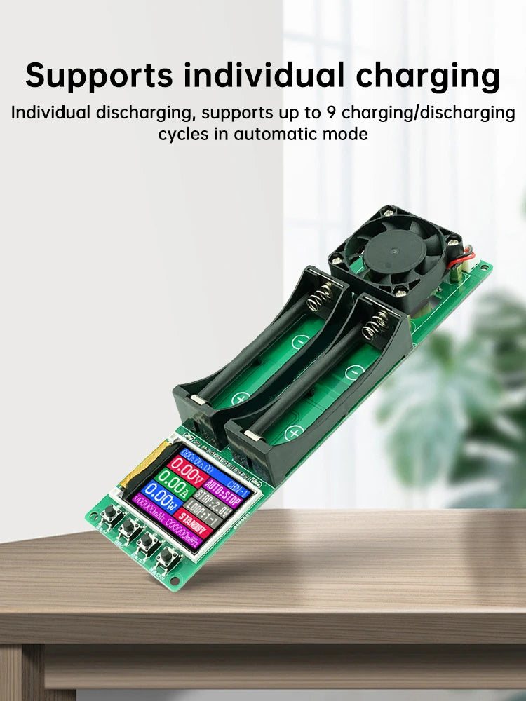 2 Channel 18650 Battery Capacity Internal Resistance Tester Automatic Charge Discharge Electronic Load Module TYPEC Power Supply
