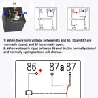 5Pcs Automotive Relay 12V or 24V 5Pin 40A Car Relay with Black Red Copper Terminal Auto Relay Socket SPDT Harness Cable