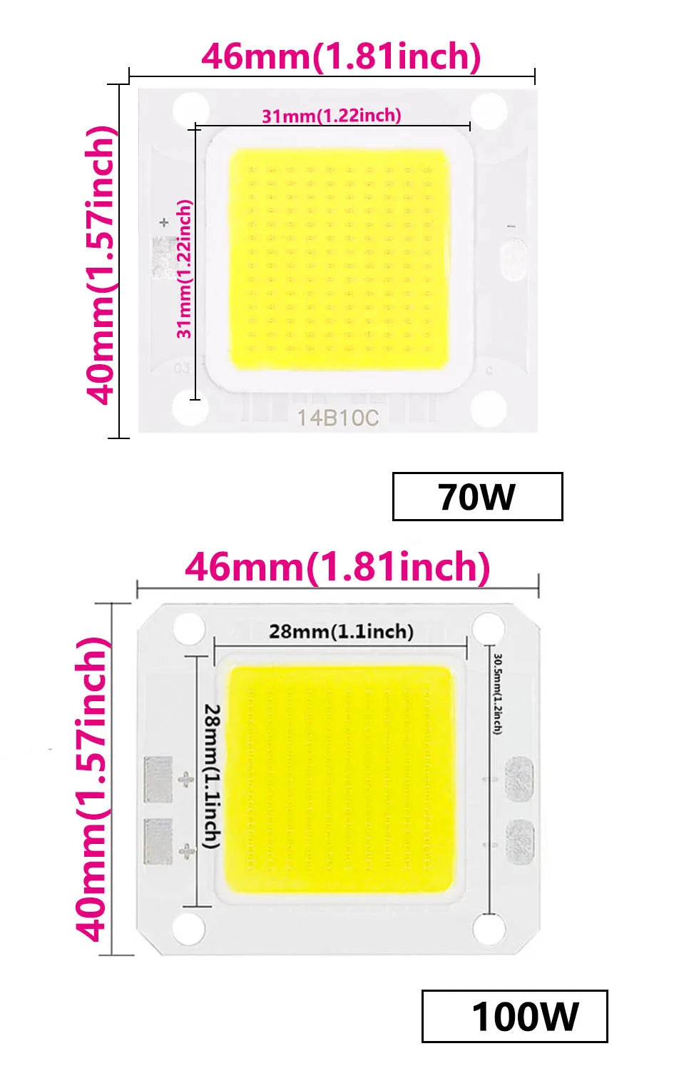 10Pcs Super Power LED Chip 100W 70W 50W 30W 20W 10W 27-36V For Floodlight Spotlight Bulbs Diode LED Ceiling Light Lamp Source