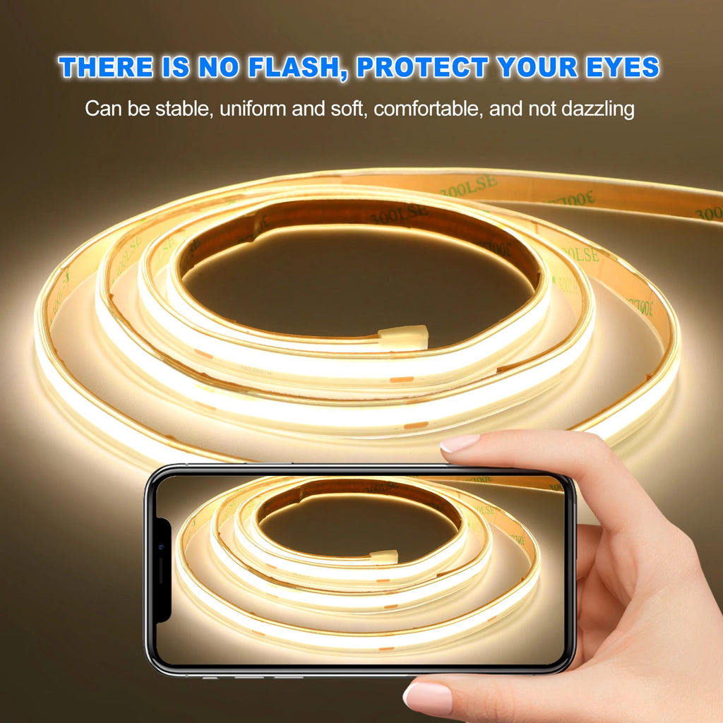 IP67 Waterproof 12/24V COB LED Strip Light 480LED/m Dimmable RA90 LED Lights High Density Flexible Ribbon Tape 3000K 4000K 6000K