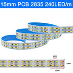 5m Double Row 2835 Flexible LED Strip 240leds/m 480leds/m Cool Warm White 4000K IP20 Non-Waterproof 1200/2400 SMDs 12V 24V DC