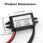 12V/24V to 5V 3A Power Adapter Converter DC-DC Step Down Module USB-A Female/Type C/dual USB/open Wire Connector Waterproof CE