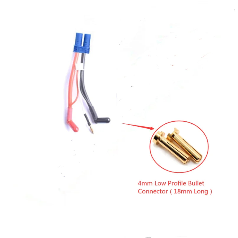 Hardcase Lipo Harness 2S JST XH Balance XT60 Tamiya Deans EC3 EC5HXT TrX Plug to 90 Degree 4.0/5.0mm Bullet Connector with Cover