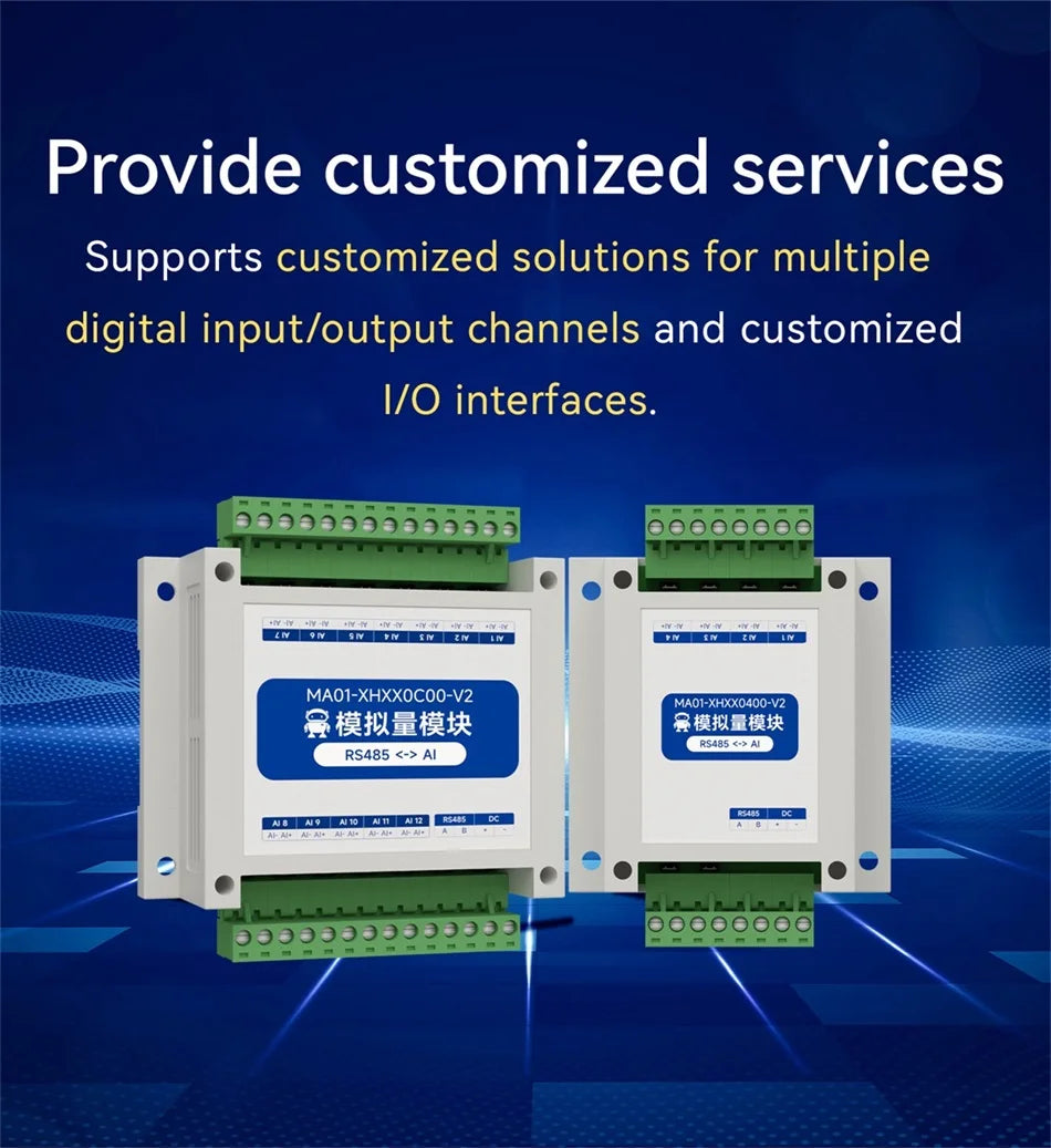 ModBus RTU Serial IO 1/2/4/6/8/10/12-Channel Analog Input Module RS485 CDSENET MA01-XHXX Rail Installation 8~28VDC Watchdog