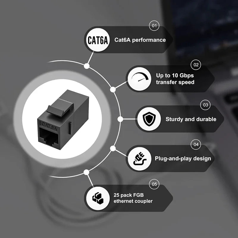 Universal Straight-Through RJ45 Cat6 CAT6A Keystone Module Extender Adapter Coupler Plug CAT6a RJ45 Inline Coupler Keystone Jack