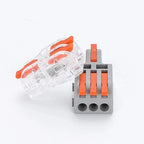 Fast Universal Compact Conductor Junction Box Spring Splice Terminal Block Push-in Wire Connector Cable Splitter 1 in 3/4 out