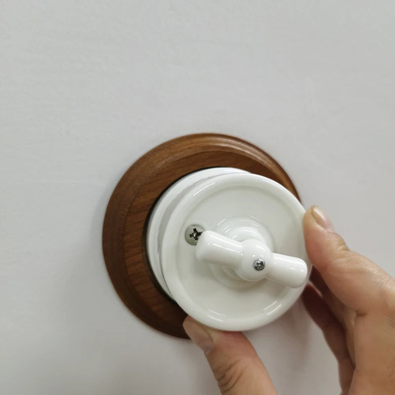 EU Ceramic Rotary Switch Wall Lamp Smart Light Knob Switch EU Socket 10A 250V For Home Decoration