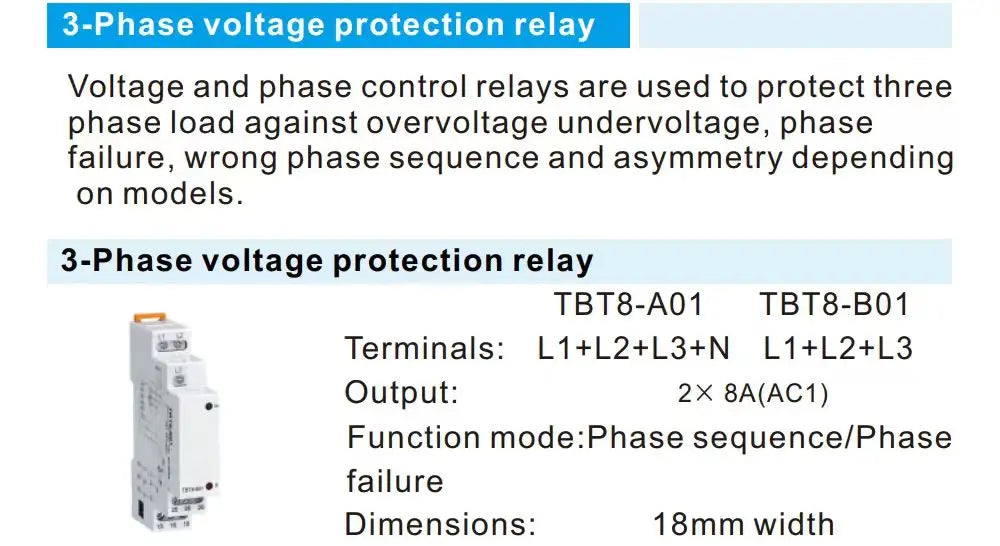 New TBT8 three phase motor protector 3 Phase failure Phase Sequence Voltage Monitoring Relay Voltage Sensing Protection Relay